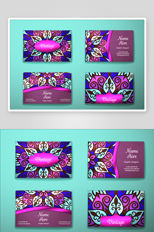 矢量高档艺术名片设计模版-众图网