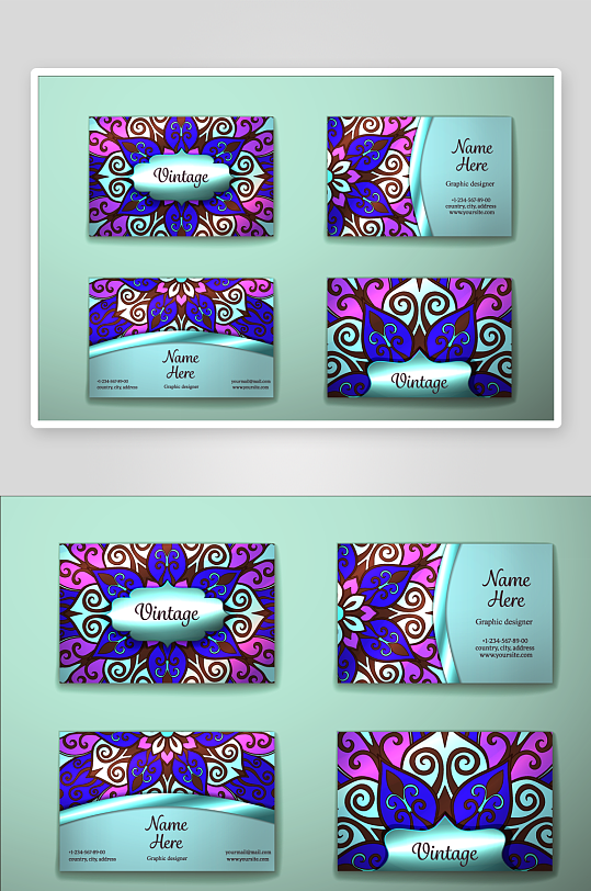 矢量高档艺术名片模版素材-众图网