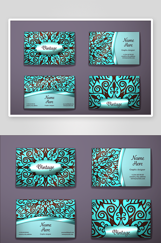 矢量高档艺术名片模版素材-众图网