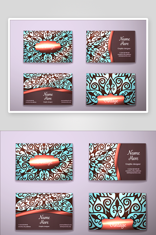 矢量高档艺术名片模版素材-众图网