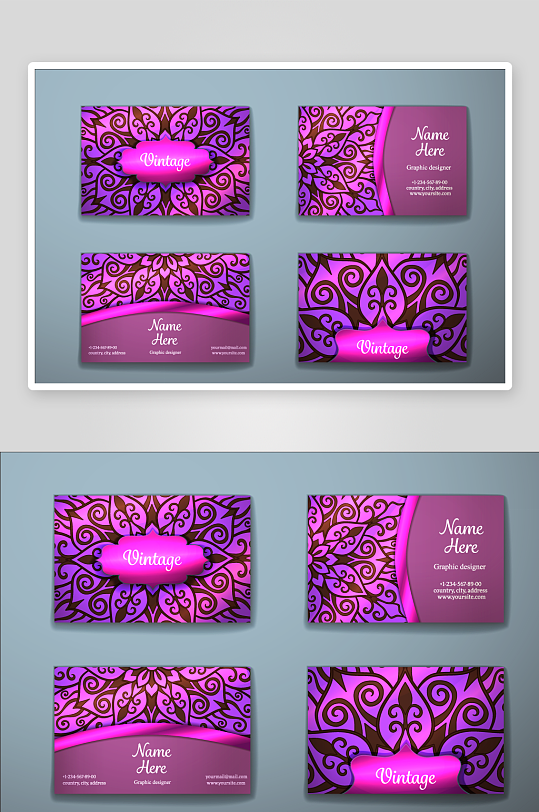 矢量高档艺术名片模版素材-众图网