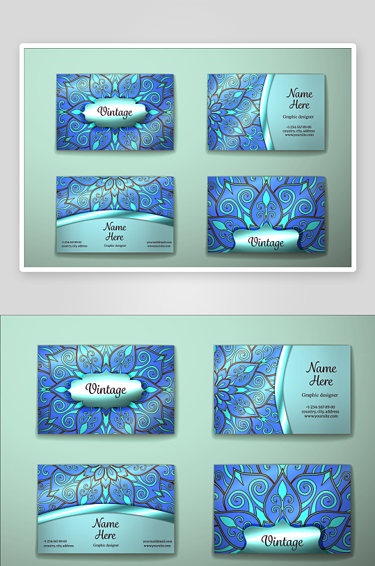 矢量高档艺术名片模版素材-众图网