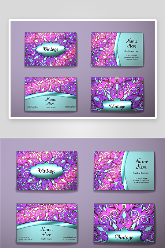 矢量高档艺术名片模版素材-众图网