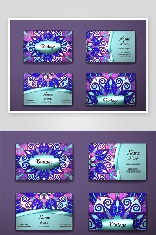 矢量高档艺术名片模版素材-众图网