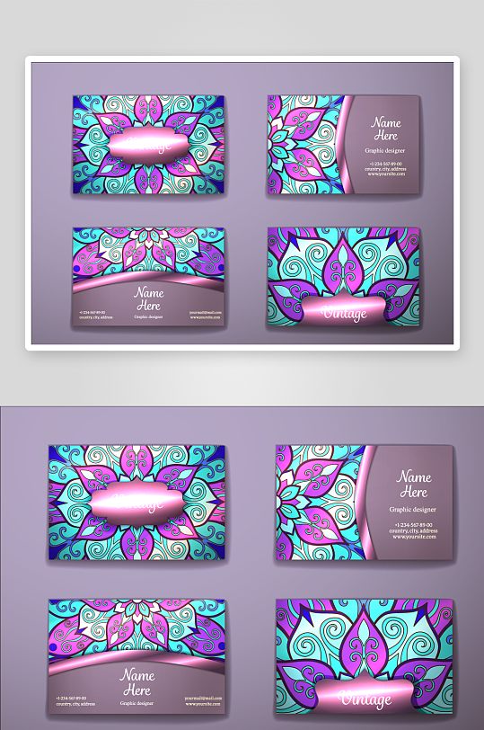 矢量高档艺术名片模版素材-众图网