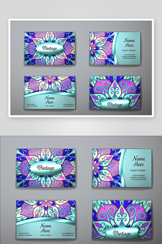 矢量高档艺术名片模版素材-众图网