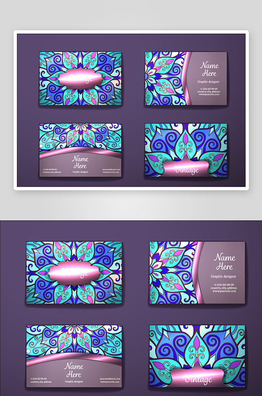 矢量高档艺术名片模版素材-众图网