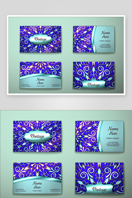 矢量高档艺术名片模版素材-众图网