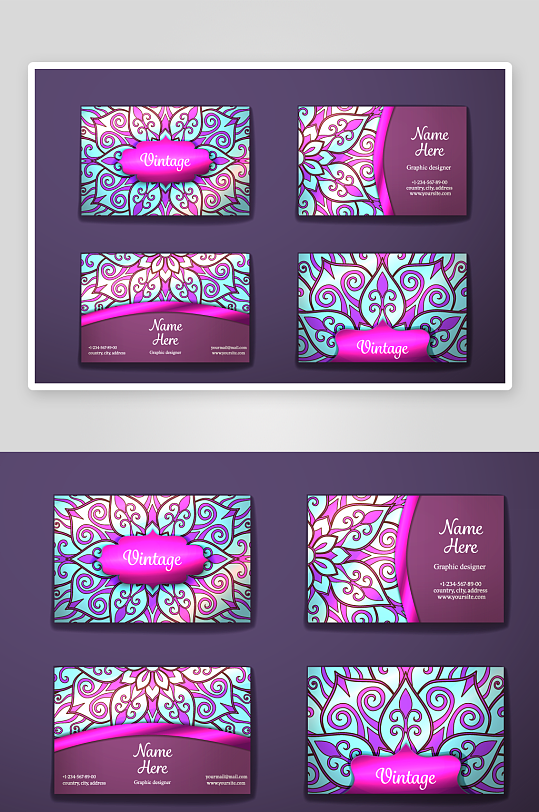 矢量高档艺术名片模版素材-众图网