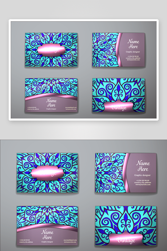 矢量高档艺术名片模版素材-众图网