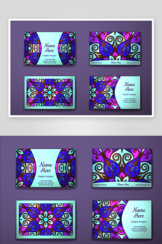 矢量高档艺术名片模版素材-众图网