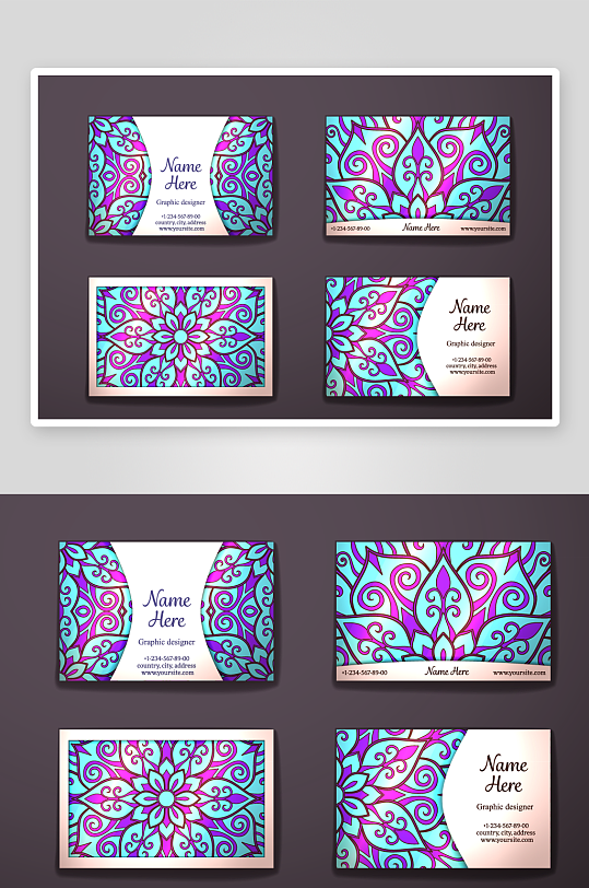 矢量高档艺术名片模版-众图网