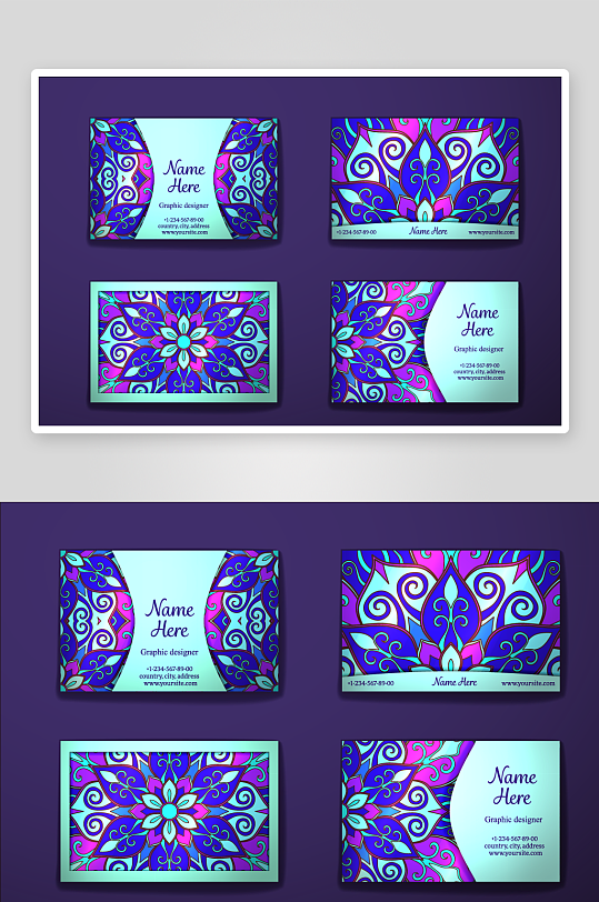 矢量高档艺术名片素材-众图网