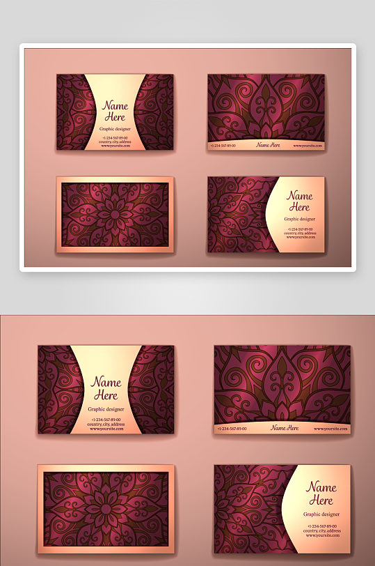 矢量高档艺术名片模版-众图网