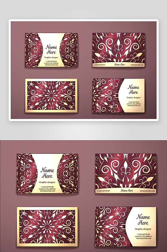 矢量高档艺术名片设计模版-众图网