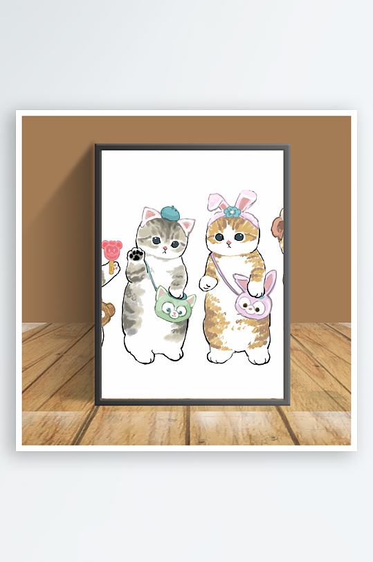 可爱猫咪主题客厅摆件-众图网