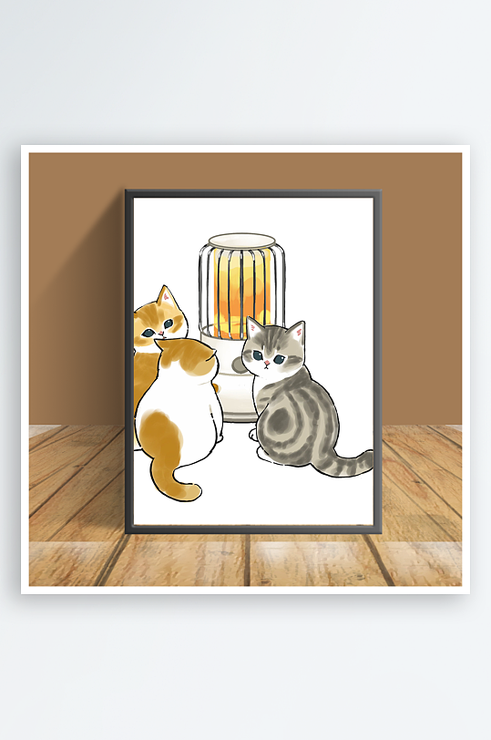 可爱猫咪主题客厅摆件-众图网