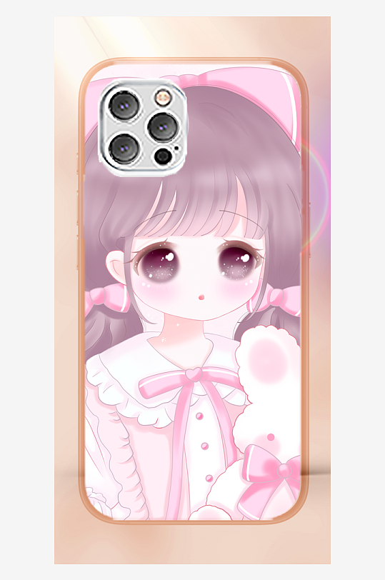 美丽少女图案手机壳设计-众图网