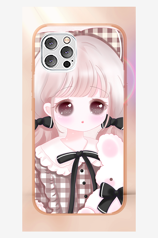 美丽少女图案手机壳设计-众图网