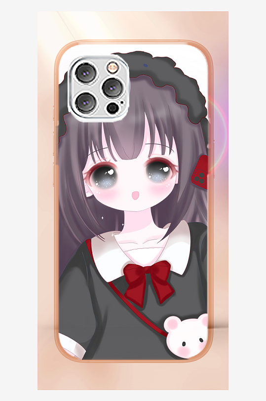 美丽少女图案手机壳设计-众图网