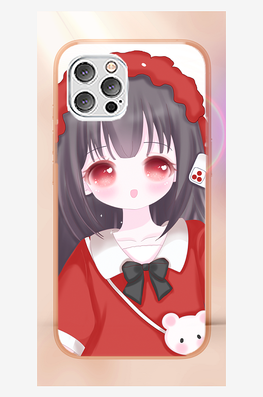 美丽少女图案手机壳设计-众图网