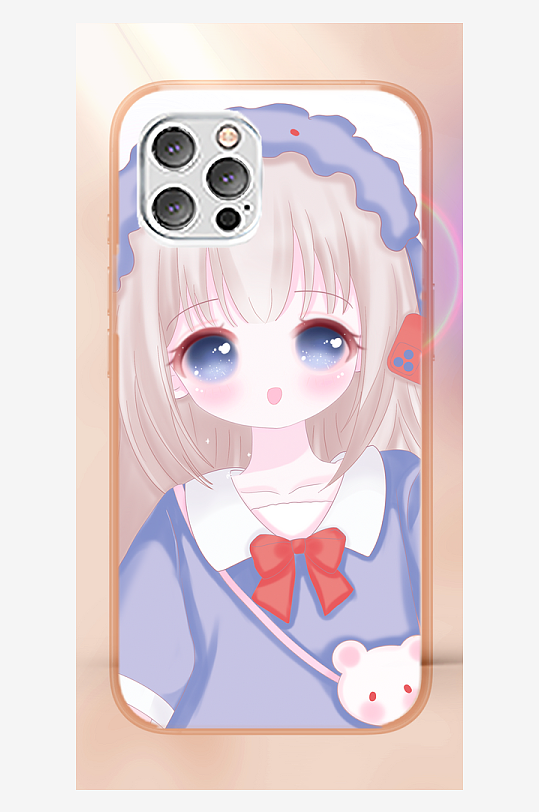 美丽少女图案手机壳设计-众图网