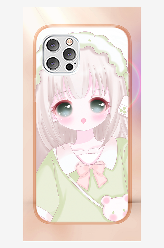 美丽少女图案手机壳设计-众图网