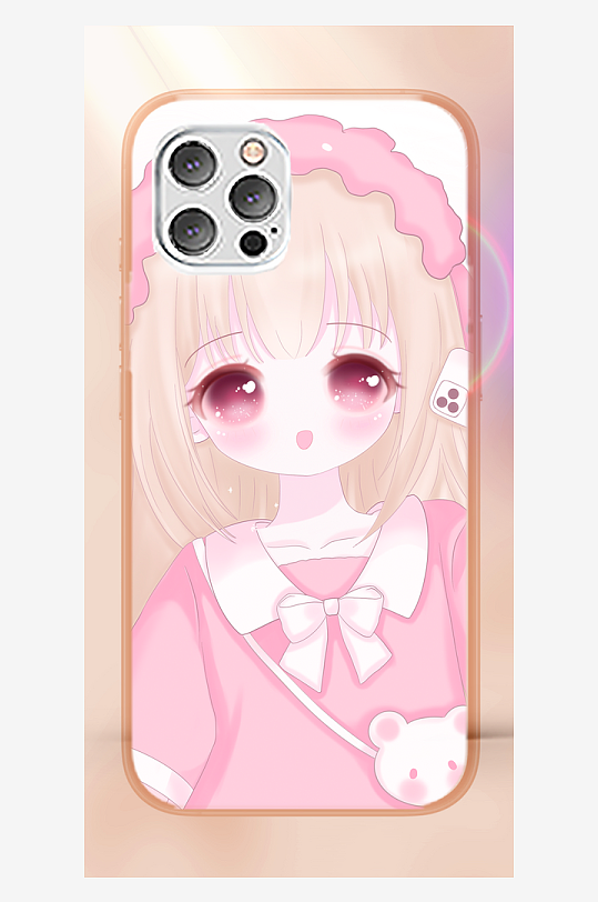 美丽少女图案手机壳设计-众图网