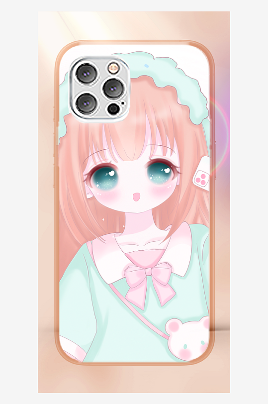 美丽少女图案手机壳设计-众图网