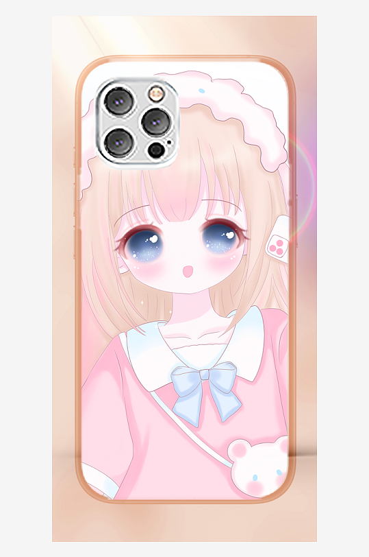 美丽少女图案手机壳设计-众图网