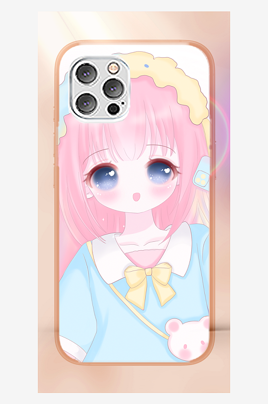 美丽少女图案手机壳设计-众图网
