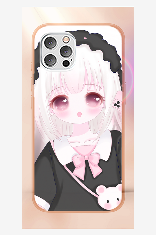 美丽少女图案手机壳设计-众图网