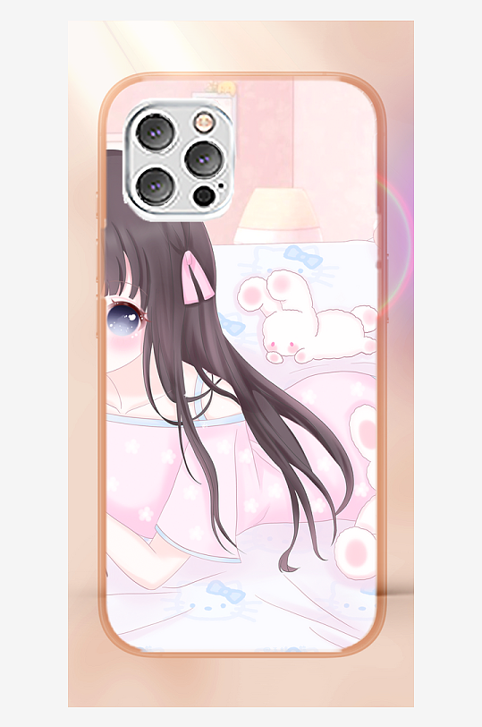 创意少女图案手机壳设计-众图网