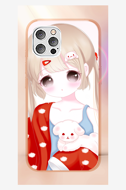 创意少女图案手机壳设计-众图网