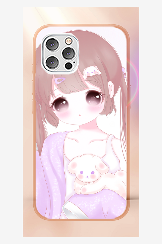 创意少女图案手机壳设计-众图网