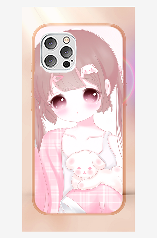 创意少女图案手机壳设计-众图网