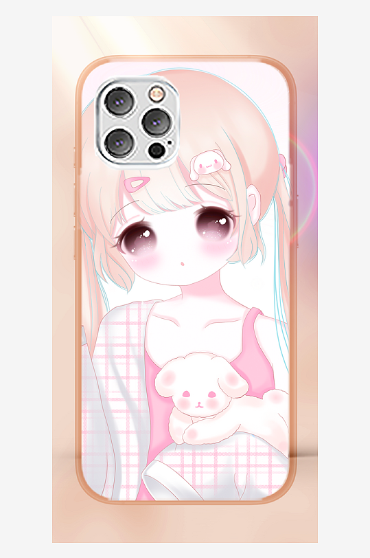 创意少女图案手机壳设计-众图网