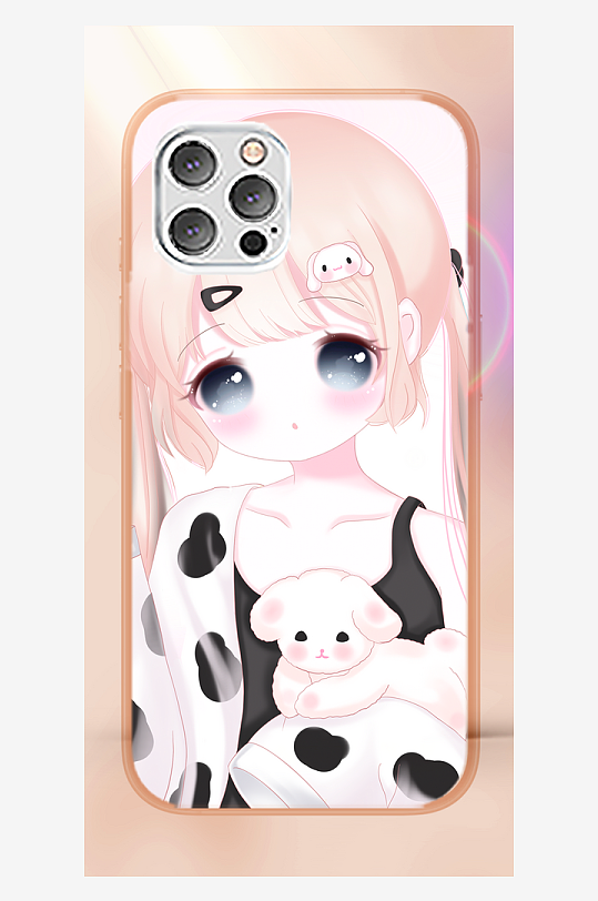 创意少女图案手机壳设计-众图网