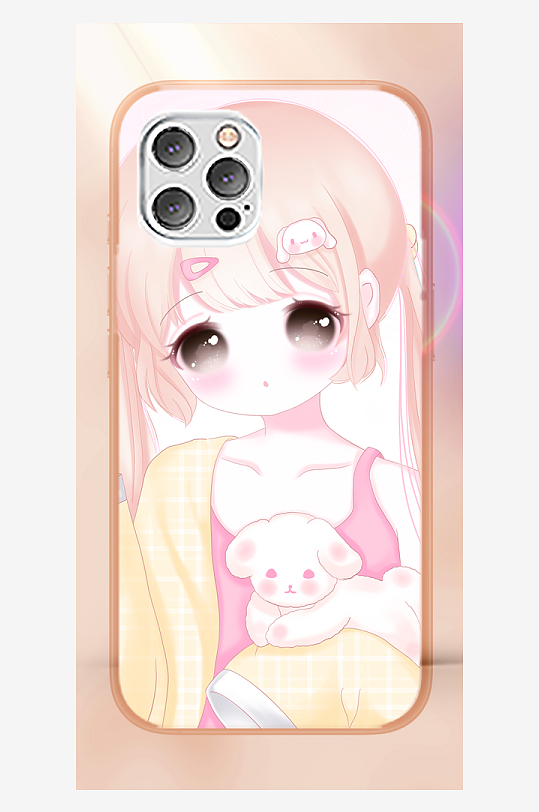 创意少女图案手机壳设计-众图网