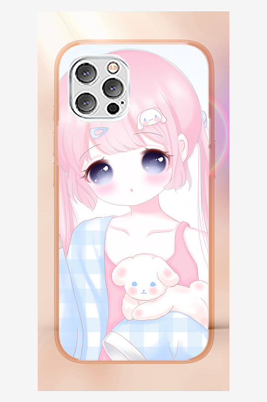 创意少女图案手机壳设计-众图网