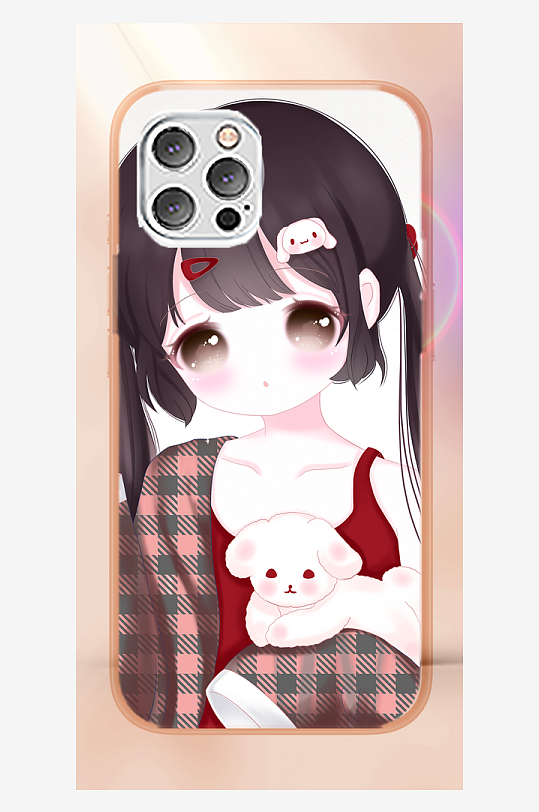 创意少女图案手机壳设计-众图网