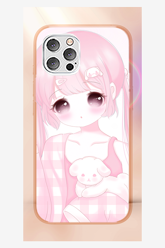 少女图案手机壳设计-众图网