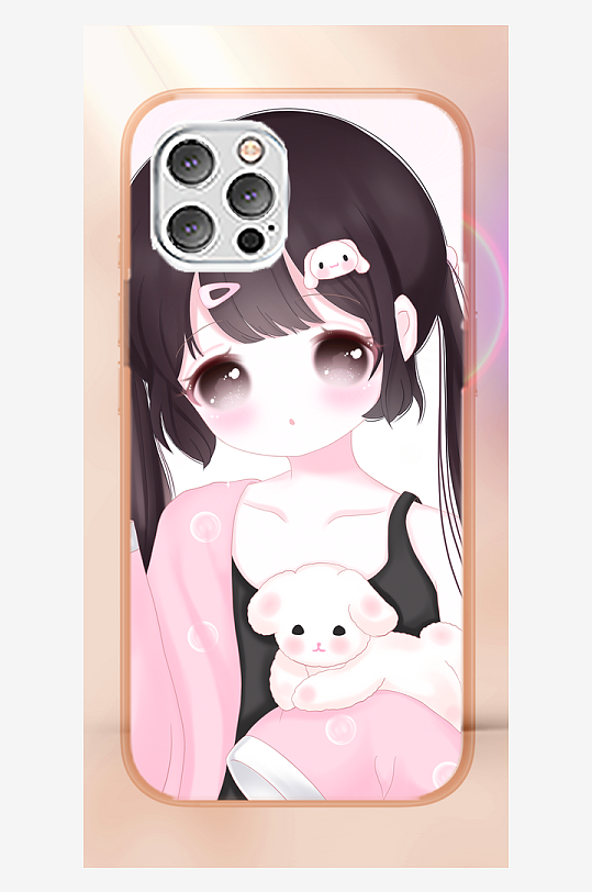 少女图案手机壳设计-众图网