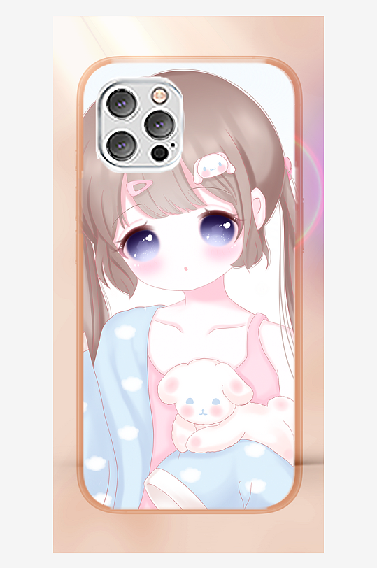 少女图案手机壳设计-众图网
