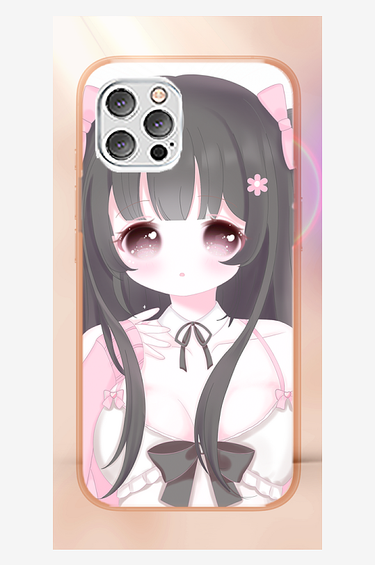 少女图案手机壳设计-众图网