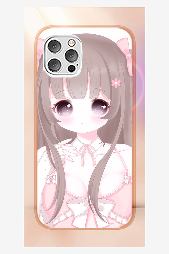 少女图案手机壳设计-众图网