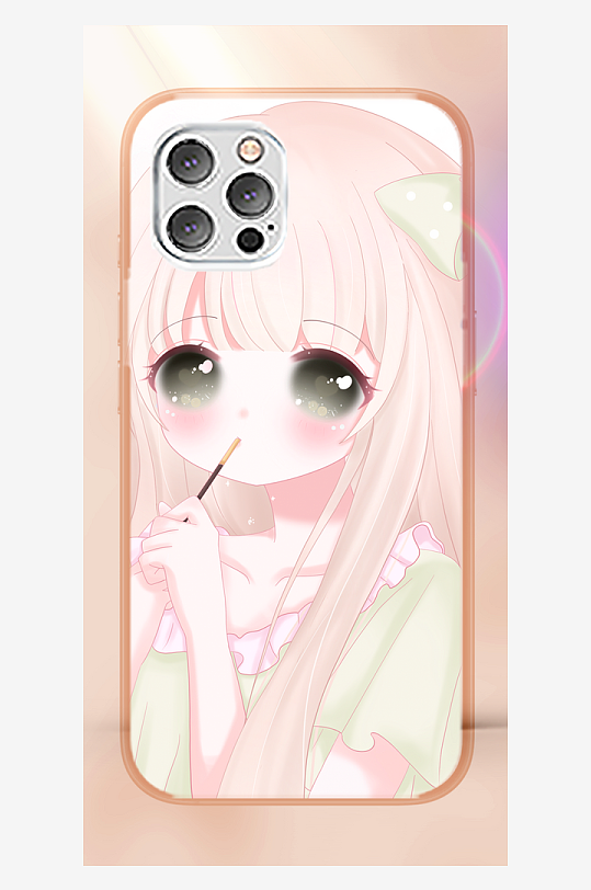 青春少女图案手机壳设计-众图网