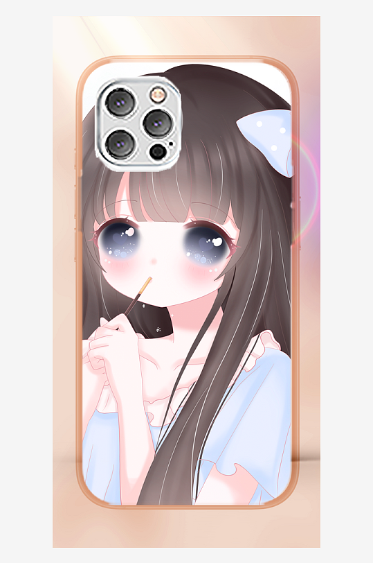 少女图案手机壳设计-众图网