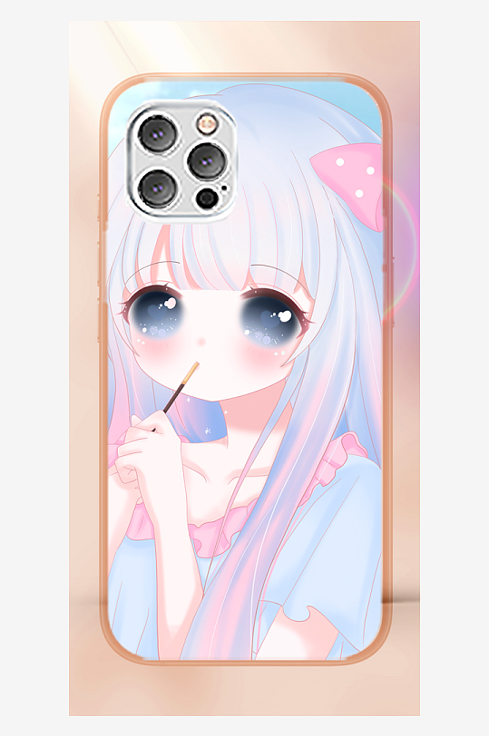 少女图案手机壳设计-众图网