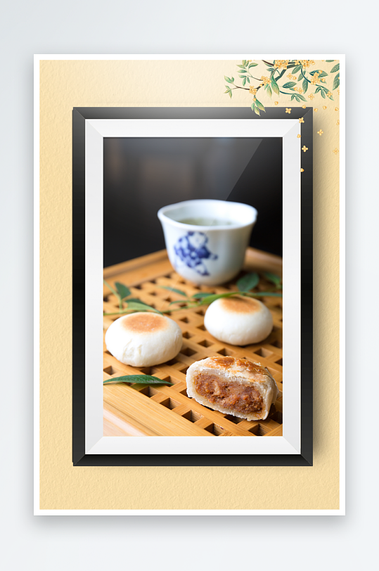 中秋月饼糕点装饰画摆件-众图网